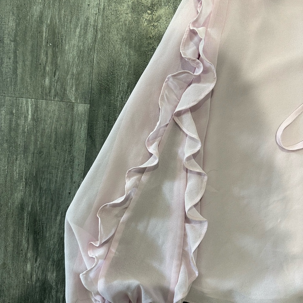 Chic Light Pink Ruffle Blouse - Picture 3 of 3